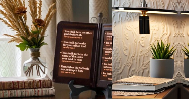 Image of mamre Bible Verses Lamp, The New Testament Display Light - Thy Word is a lamp Unto My feet, and a Light Unto My Path. - Matthew 6:9-13 The Lord's Prayer, Gospel Gift, Bookshelf Lamp