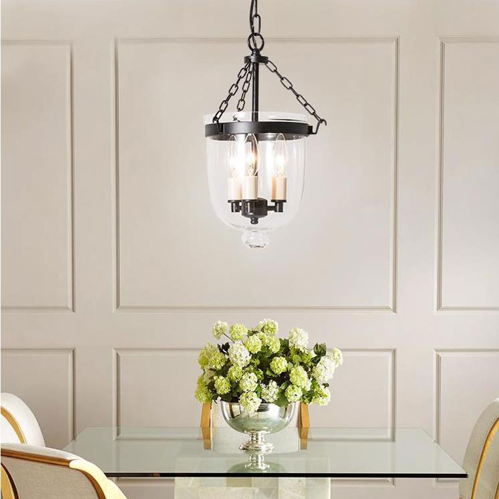 Rszcsmo Dark American Country Glass Pendant Light Gold Modern E14 Gold Bucket Living Room Hanging Lamp Dining Table, Bar, Counter Lighting Fixture