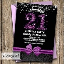 50 Personalised Birthday Invitations/Party Invites Choose from 39 Stunning Designs • 18th 21st 30th 40th 50th - Any Age. Customise All Wording and Colours | Design 31