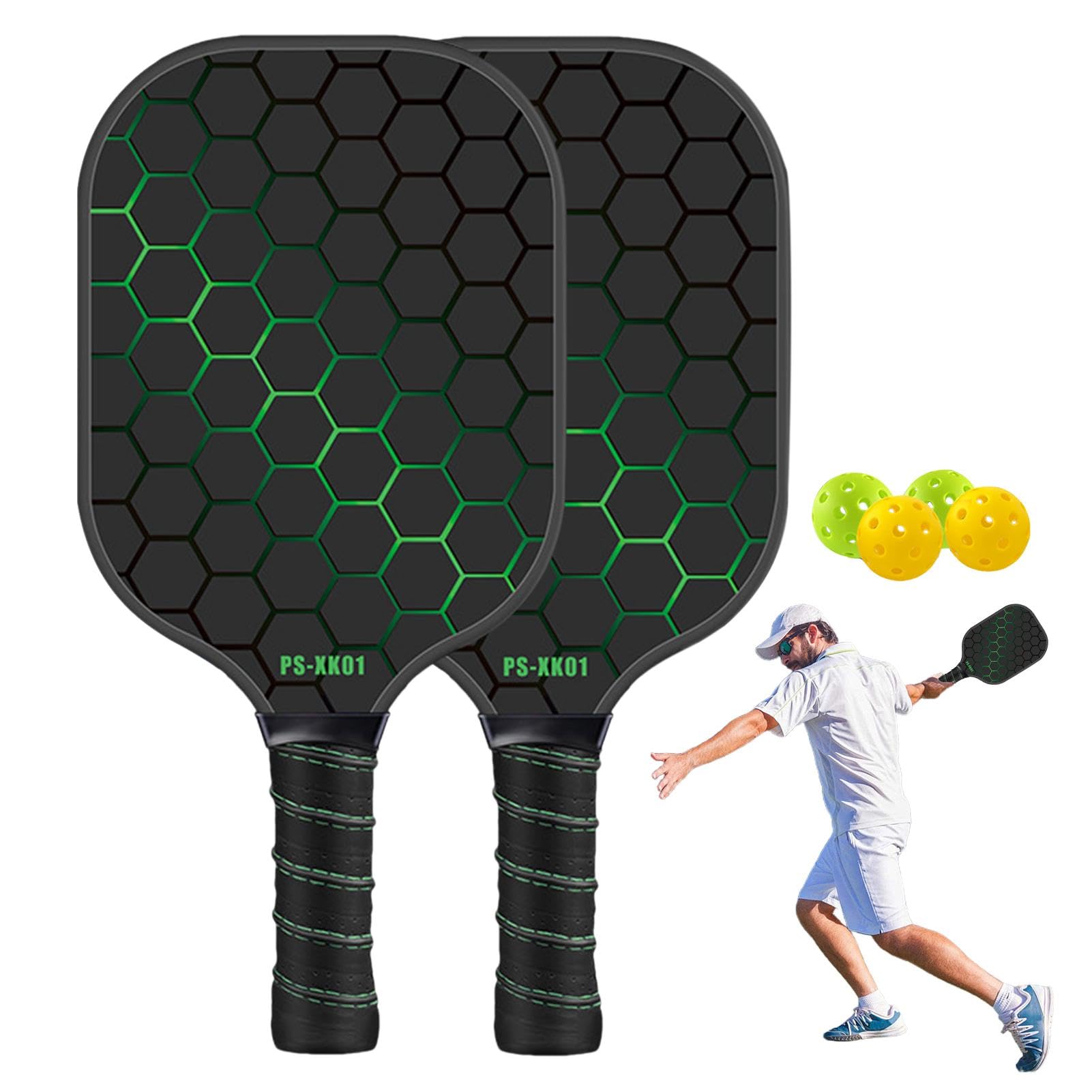 Pagaia per pickleball, set di pagaia premium per giochi interni ed esterni, pagaia ergonomica per pickleball | pagaia con superficie in fibra di carbonio, impugnatura comoda, set per pickleball