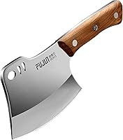 QEGNOBOK Hand Forged Meat Bone Cleaver Knife - Heavy Duty Full Tang Butcher Axe for Chopping Bones, Kitchen, BBQ, Camping