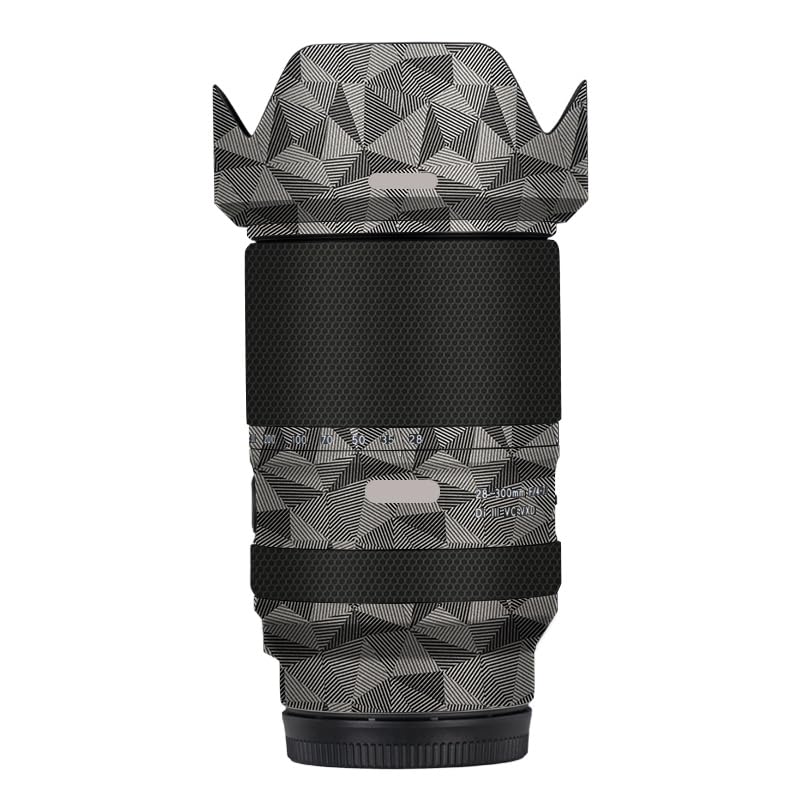 Protection objectif Tamron 28-300mm Sony E film anti-rayures design triangle titane style urbain