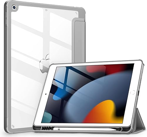 Miniatura 15 de VIKESI - Funda para iPad de 9ª / 8ª / 7ª generación de 10.2 pulgadas (lanzada en 2021/2020/2019), parte trasera transparente, cubierta de marco