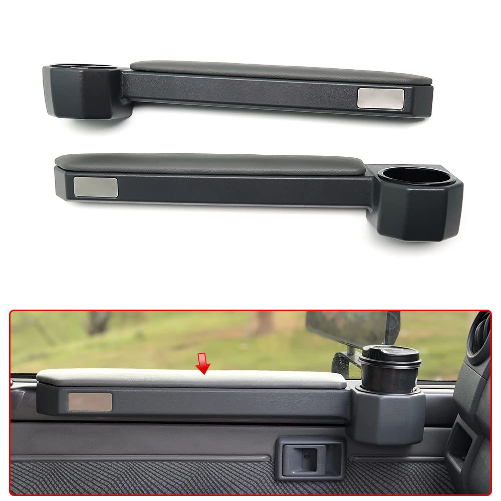 Door Armrest Cup Holder for Toyota Land Cruiser 70 Series Accessories LC76 LC79 LC70 LC71 Central Console Drink Storage Car Seat Organizer (Grey)