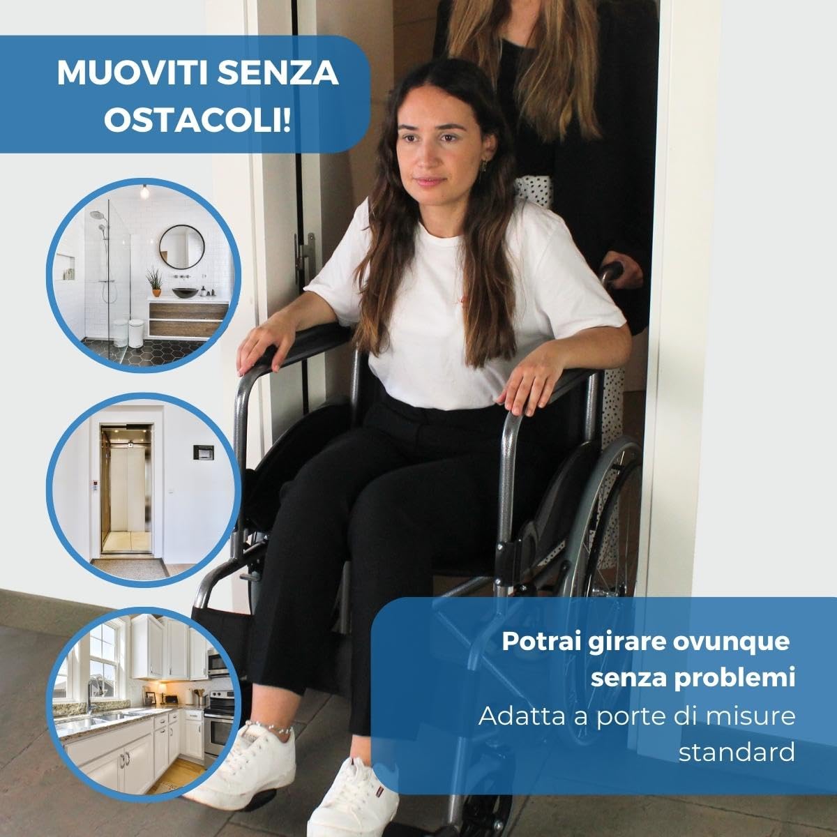Mobiclinic®, Sedia a rotelle, Auto-propulsa, Carrozzina pieghevole, Alcazaba, Seduta 46 cm, Sistema per superare i cordoli, Braccioli imbottiti, Poggiapiedi ribaltabili, Leggera, Freno sulle ruote