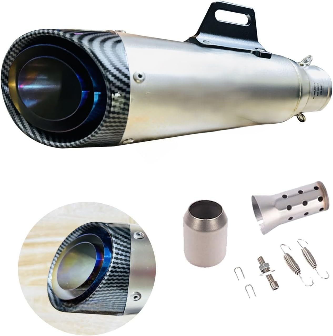 MotoEffect High-Performance 3-Layer Universal Motorcycle Exhaust Muffler with DB Killer Silencer, 51/60MM, Carbon Fiber Tip-image-42