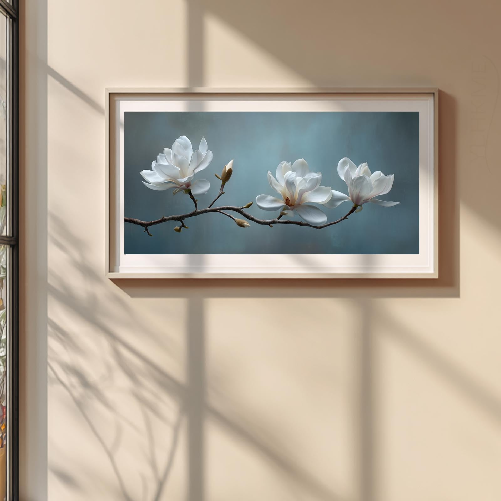 YLHKME Bilder Auf Leinwand, Magnolie Blumen (80X160CM,A-Ungerahmt) | Leinwandbilder Kunstdruck Wandbilder Für Wohnzimmer Schlafzimmer Wohnkultur Deko
