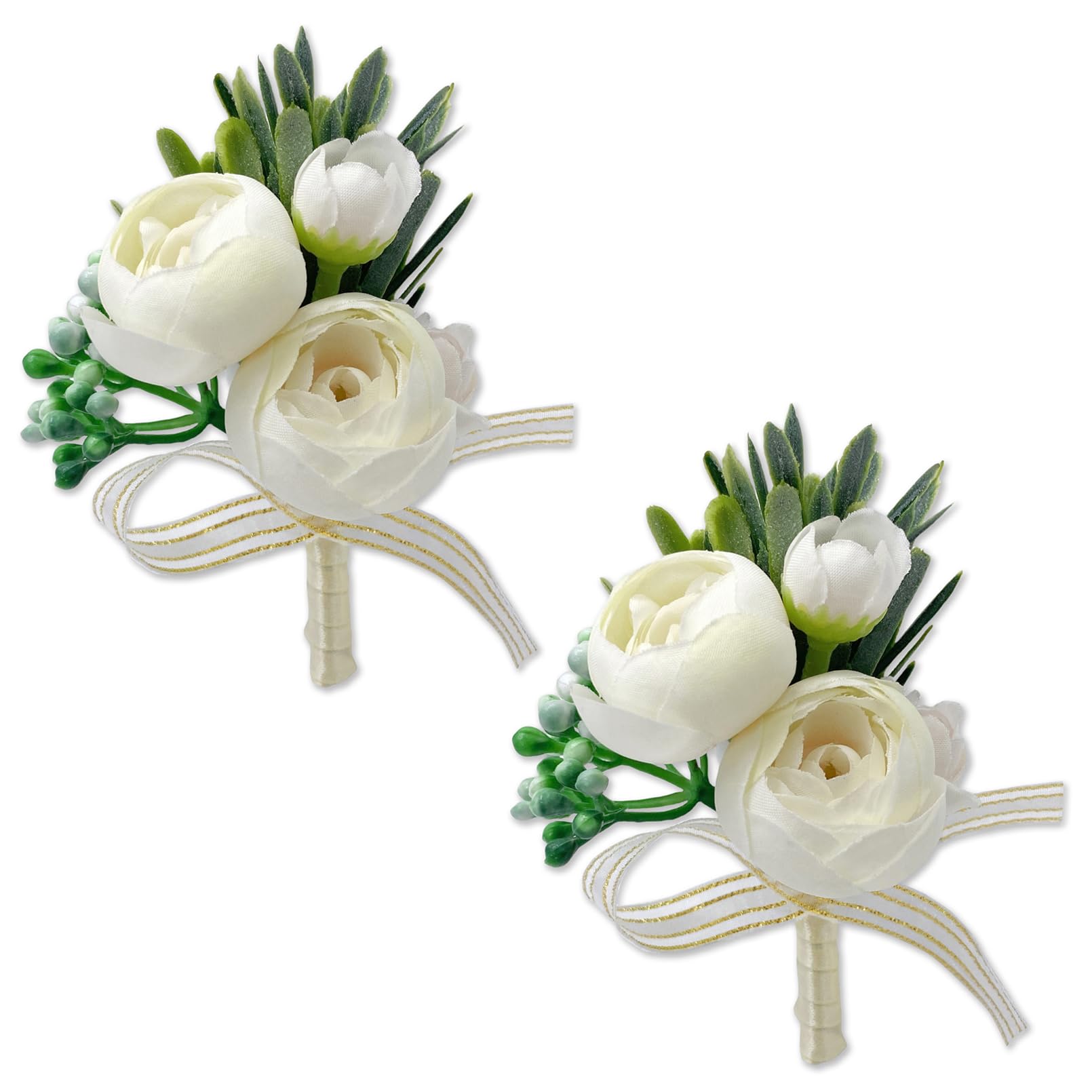 Boutonnière rose ivoire mariage et cérémonie lot de 2 corsages pour homme