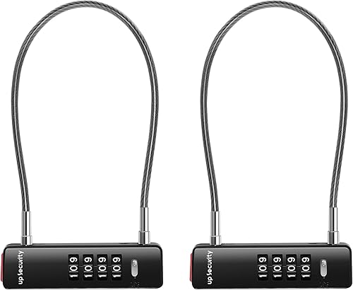 Miniatura 15 de Candado de Cable Combinado para Bicicleta, Candado de Combinación de 4 Dígitos para Puerta de Valla al Aire Libre, Caja Fuerte para Equipaje, Negro