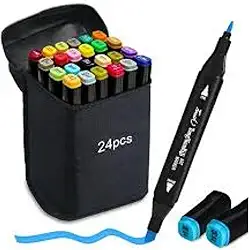 Kit Canetinhas Para Pintar Bobbie Goods | Caneta Marcador Permanente Para Colorir | Estojo Para Desenho Profissional | 24 Cores | Conjunto Kit De Canetinhas Pontas Duplas | Cores Vivas