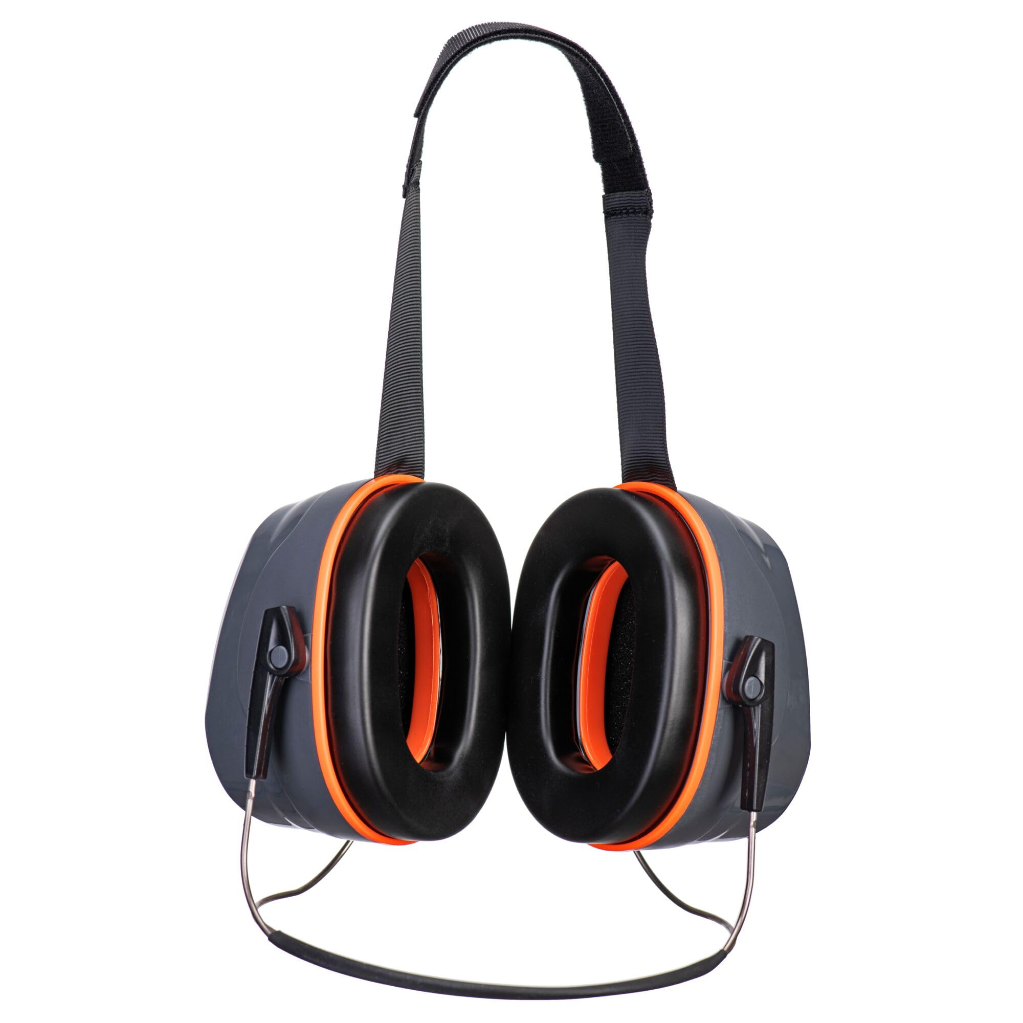 Portwest PW78 HV Extreme Ear Defenders Neckband Design High Attenuation Hearing Protection Comfortable Adjustable Strap Colour Coded Cups Certified Safety, Grey/Orange, One Size