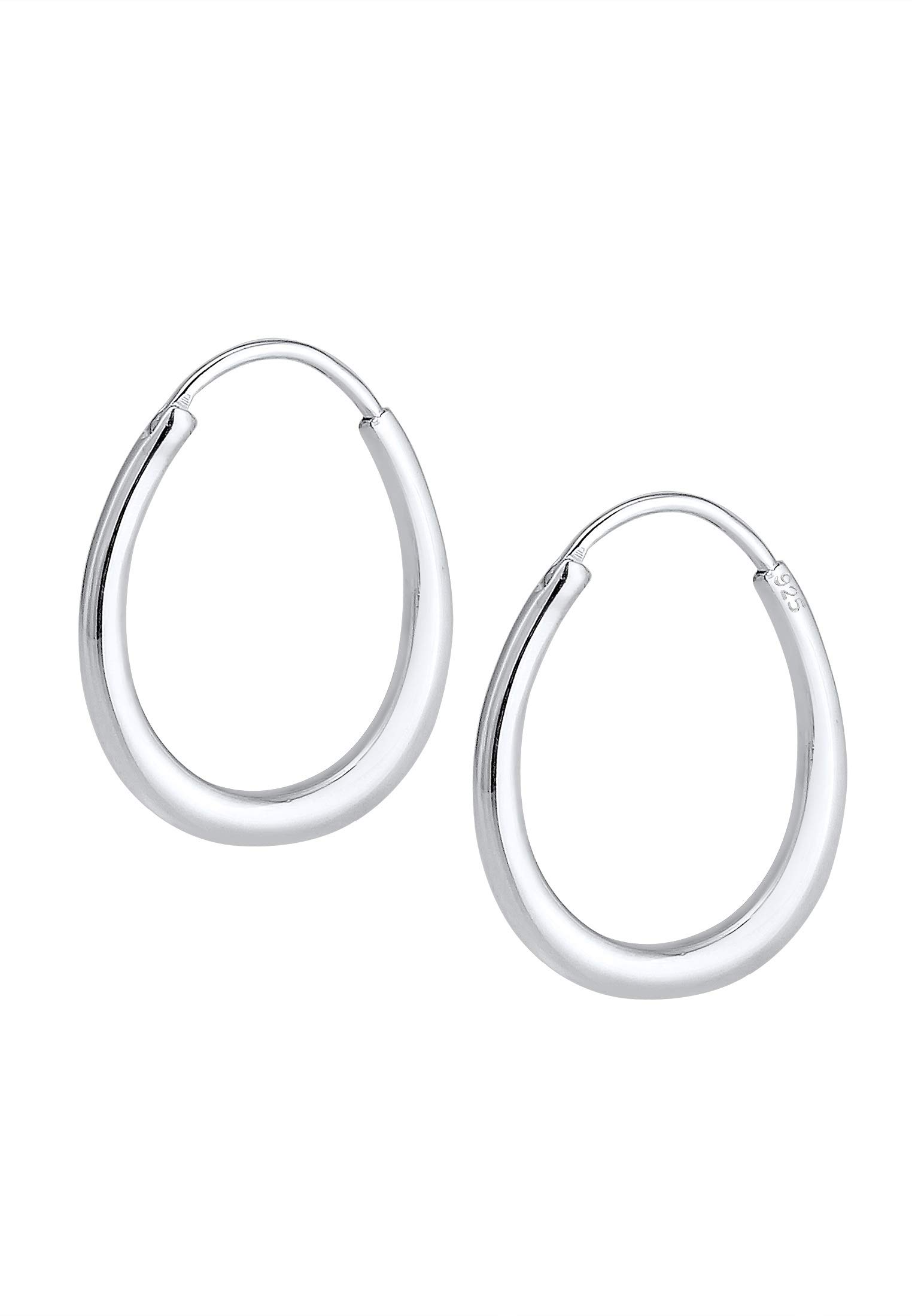 Elli Damen Echtschmuck Ohrringe Creole Ohrhänger Geo Basic Trend Oval in 925 Sterling Silber