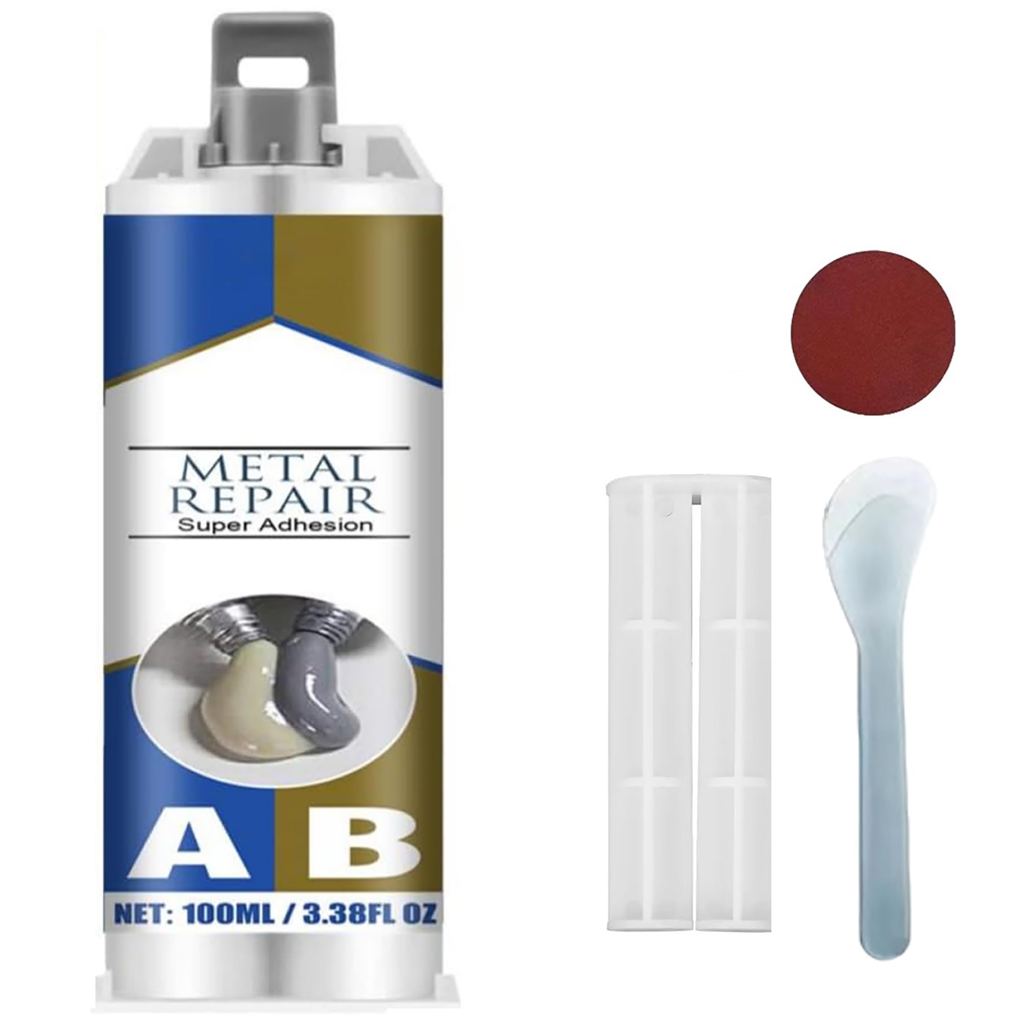 金属接着剤【2025新型-​​簡易日本語取扱説明書付き​】溶接より強い接着剤 金属用万能補修用接着剤 同士の接着剤 瞬間補修接着剤 アルミ合金、ステンレス鋼、DIYクラフト耐高低温 耐油性 ​取付工具付属 プッシュロッド + サンドペーパー + 攪拌棒​