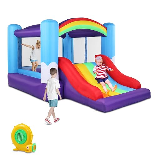 LEADZM Château Gonflable avec Toboggan et Souffleur, pour Enfants de