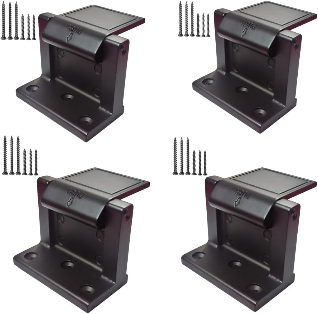 Black Door Lock Reinforcer Privacy Door Latch for，Hotel Security Door Lock ，Privacy Door Latch for in-Swinging Doors Extra High Home Door Security Lock (4 Pack)