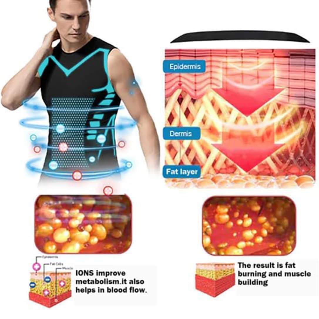 Ionic Shaping ärmellose Weste für Herren, Version 2025, ionisches Shaping, ärmelloses Shirt, für ein perfektes Körpertraining, Tank-Top
