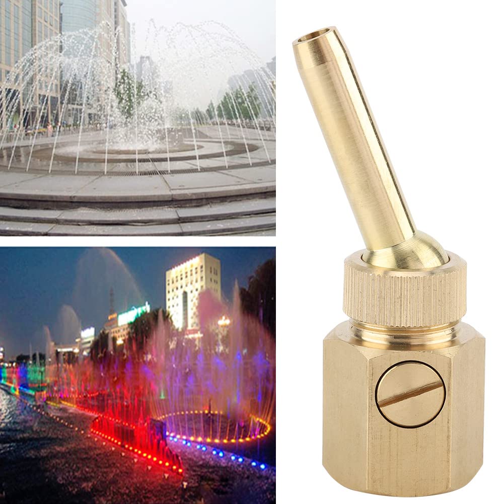 Pyhodi Adjustable Straight Fountain Nozzle Head, Brass Universal Female Thread Water Fountain Tip with Ball Joint, Pond Fountain Head Fountain Parts Head Replacement (4 Points DN15)