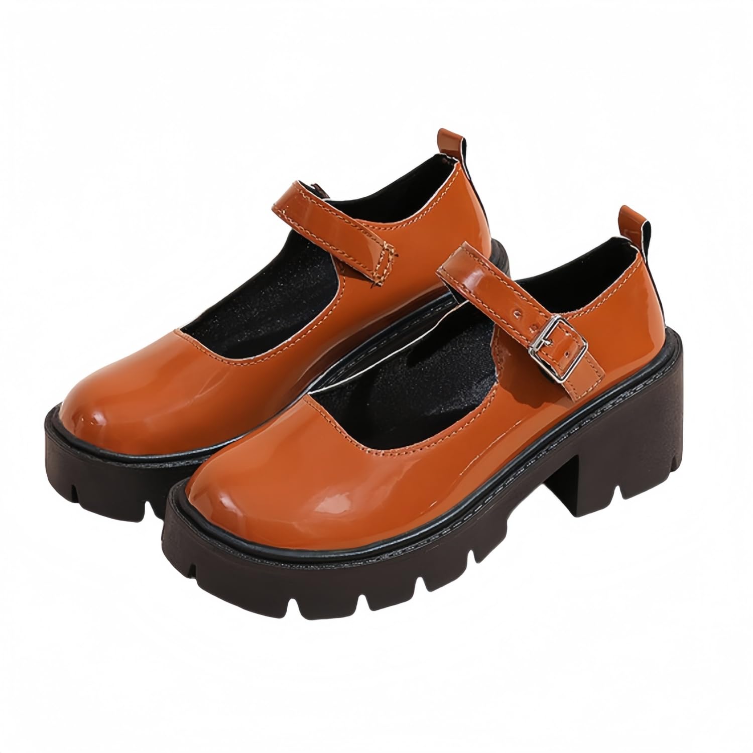 Plateforme Gothique des Femmes Mary Jane Chaussures Vintage Ronde Orteil pour Les Femmes Cheville Sangle Talon Gros Pompes Uniforme fête Danses Robe Chaussures