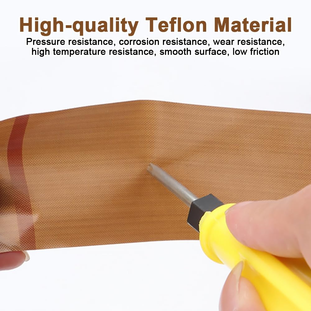 50 mm x 10 m Cinta de Teflón de Alta Temperatura, Cinta Adhesiva Teflón, Espesor 0,18mm, Resistente al Calor Hasta 300℃, Cinta de Tela de Vidrio PTFE Fibra de Vidrio, para Máquina Selladora al Vacío