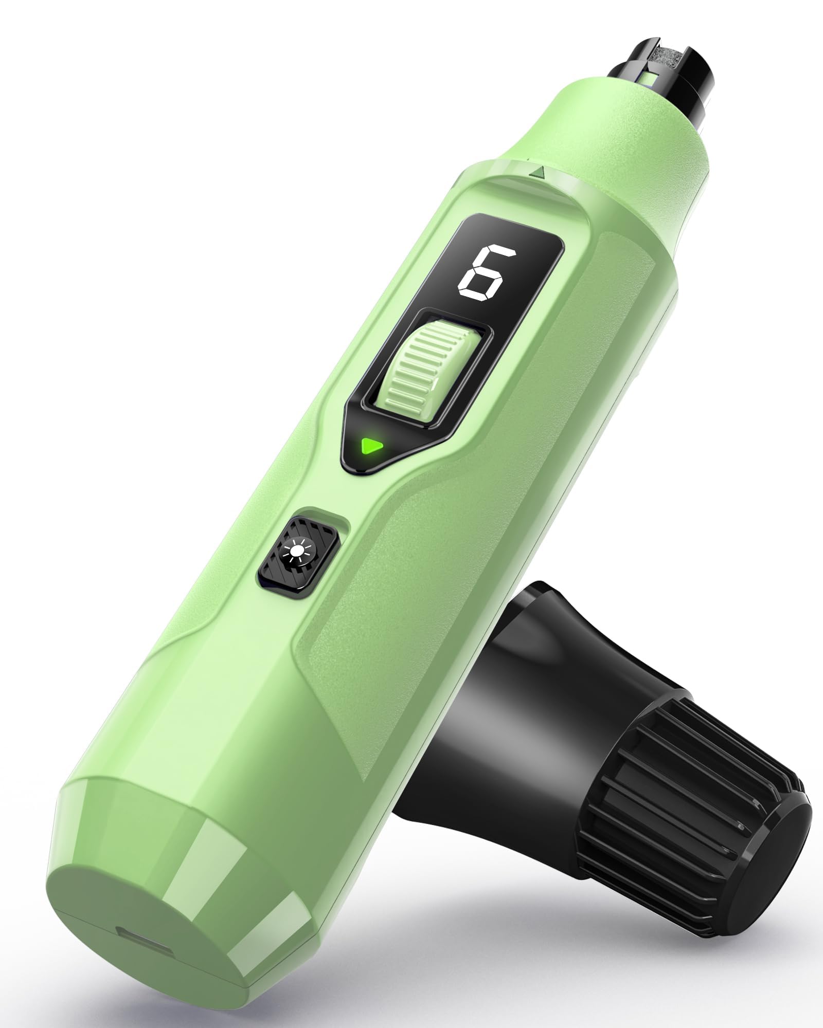 YABIFE 7-Speed Dog Nail Grinder with LED Light – Ultra Quiet Electric Pet Nail Trimmer for Large Dogs & Cats – Professional Grooming Tool with Dust Collector, One-Hand Speed Control (Light Green)