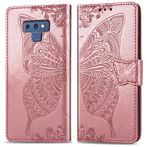Nkecxkj Galaxy Note 9 Phone Case, Design For Samsung Galaxy Note 9 Case With Card Holder Stand Kickstand For Women Girls Boys,Note9 Wallet Cute Pu Leather Flip Protective Cover 6.4 Inch-Rosegold #TOP22