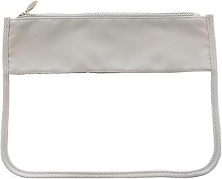 Clear Makeup Bag,Chenille Letter Bag,Clear Zipper Pouch,Nylon Flat Pouch, Cosmetic Bag Clear Nylon Zipper Pouch with Chenille Letter Patches, Travel Toiletry Bag Gift Clear Bag for Women