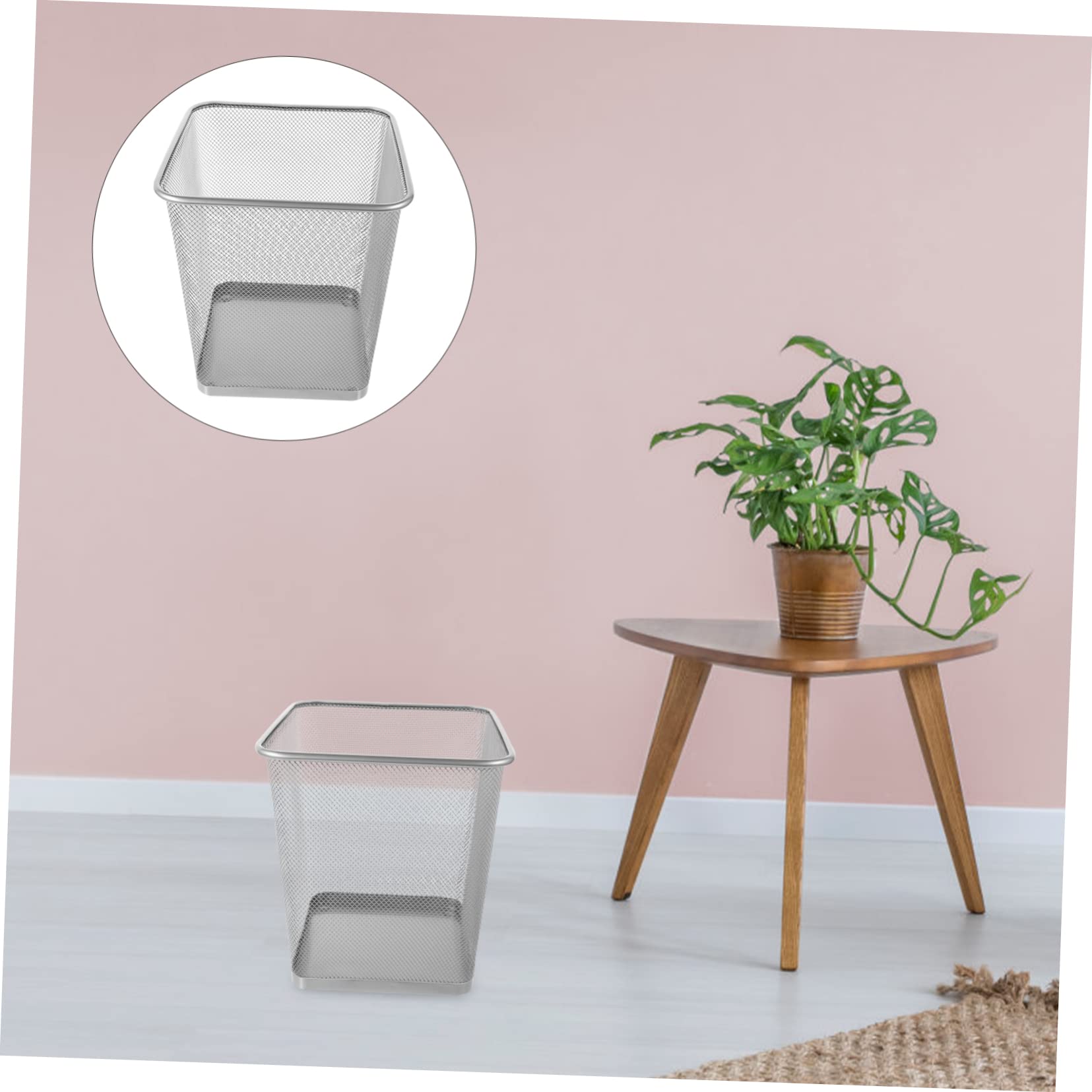PartyKindom Metall Papierkorb aus Eisen mit Gitterdesign für Zuhause | Silber, Leicht zu Reinigen, Stabile Mesh Struktur, Schlafzimmer und Home Office