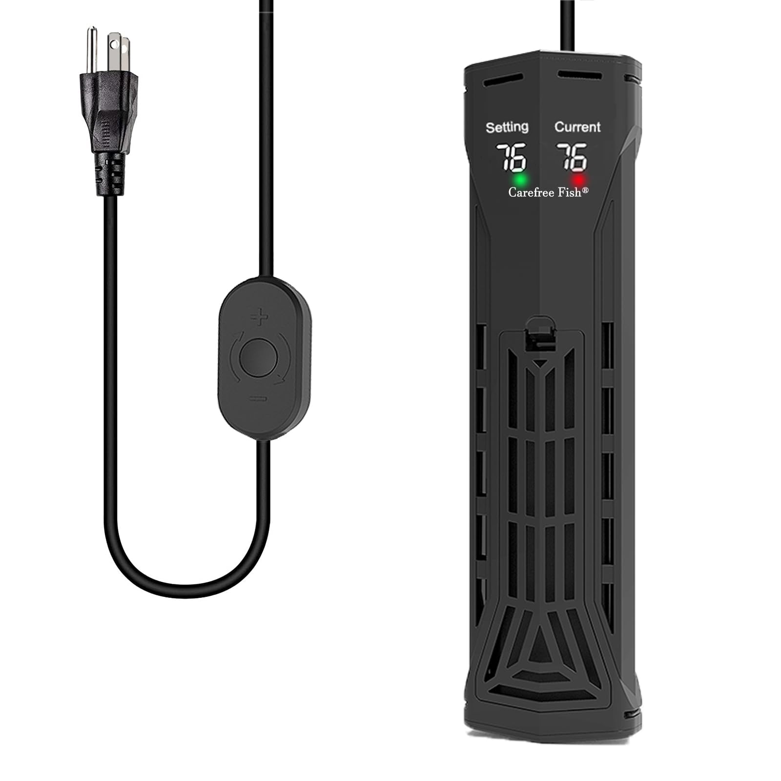 Carefree Fish 200/300/500/800W Aquarium PTC Ceramic Heater Dual Independent Chips Dual Overheat Protection Dual Water Level Sensors for Freshwater and Saltwater No Cooking Fish