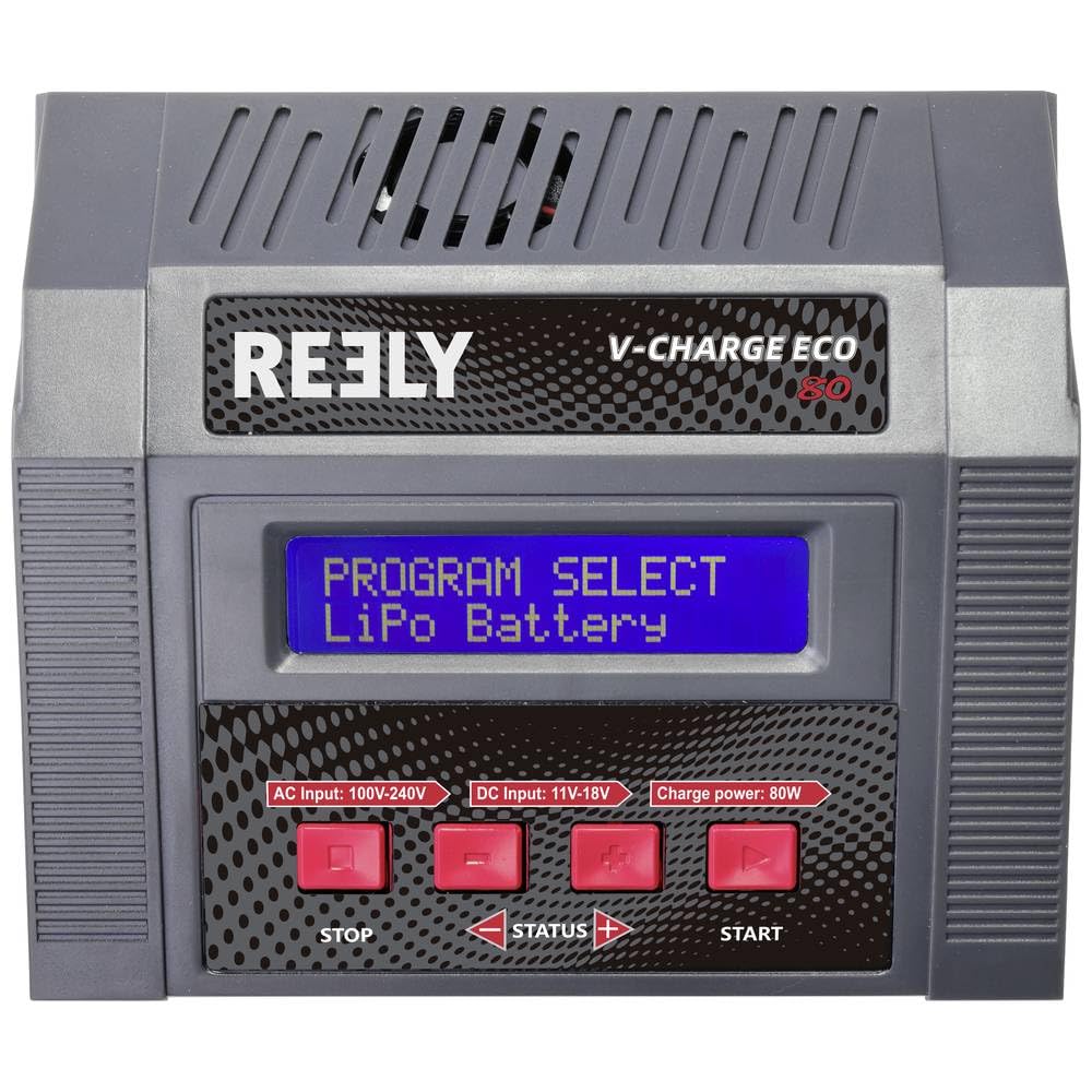 Reely V-Charger ECO 80 Caricabatterie multifunzione per modellismo 100 V, 240 V, 12 V 10 A Piombo, NiMH, NiCd, LiPo, Li