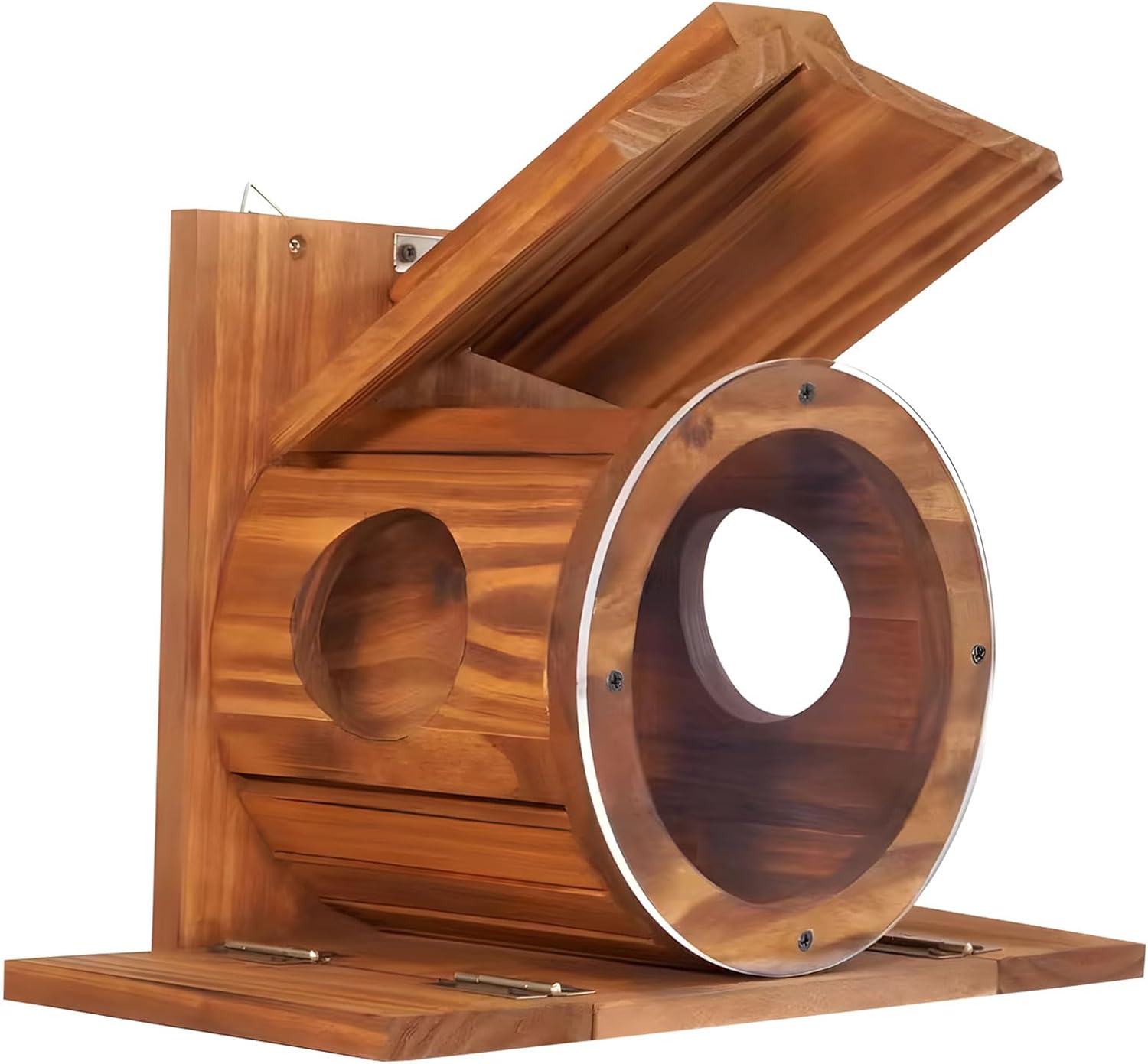 Large Capacity Hanging Animal Feeder Natural Wood Easy to for Garden Wildlife Wooden Wildlife Feeder for Outdoor