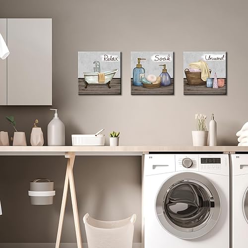 Miniatura 4 de Conipit Imágenes de baño para pared, relajarse, arte de pared de baño, lienzo, jabón, spa, bañera, pinturas para baño, baño, decoración de pared,