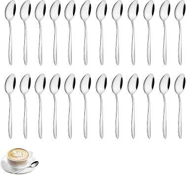 Teelöffel 24 Stück Gymdin Edelstahl Kaffeelöffel 135CM (5.3inch) Löffel Kleine Löffel Modernes Teelöffel Set für Haushalt/Küche/Restaurant Spülmaschinenfest