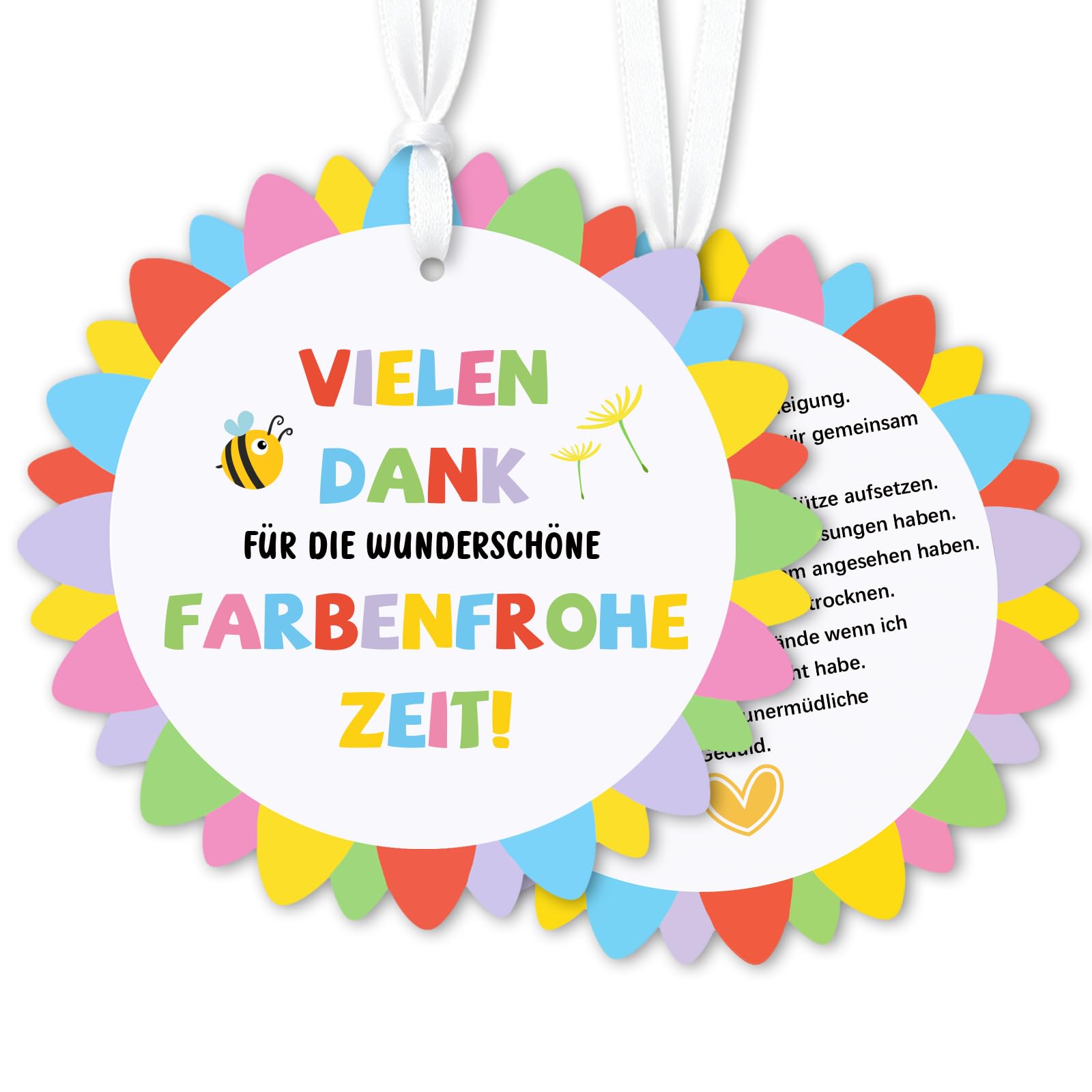 10 Stück Abschiedsgeschenk Erzieherin Geschenkanhänger - Vielen Dank für die Wunderschön Farbenfrohe Zeit, Danke Erzieherin Abschied, Kita & Kindergarten Abschiedsgeschenk für Erzieher