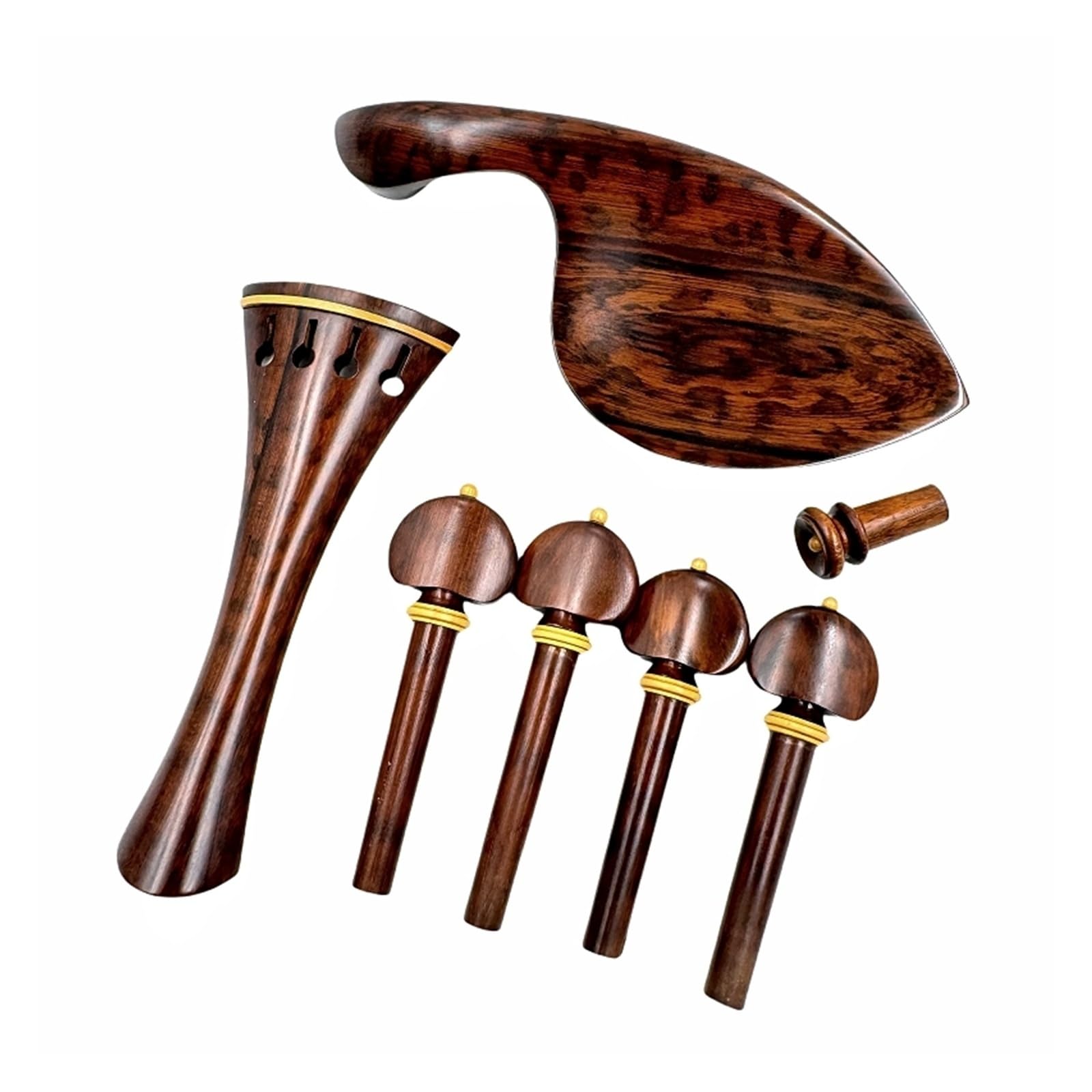 Snakewood-clavijas for violín 4/4, pieza trasera de madera de serpiente, soporte for barbilla de violín, juego completo de piezas y accesorios(Snakewood 4)