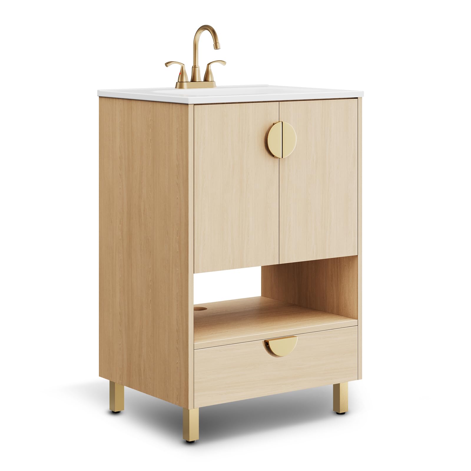 phiestina Fully Pre-Assembled 24 Inch Bathroom Vanity,Freestanding
