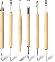 Jetmore 6-Pack Clay Tools Kit: Professional Pottery & Sculpting Tools with Wooden Handles & Stainless Steel Blades for Ceramics, Modeling & Carving