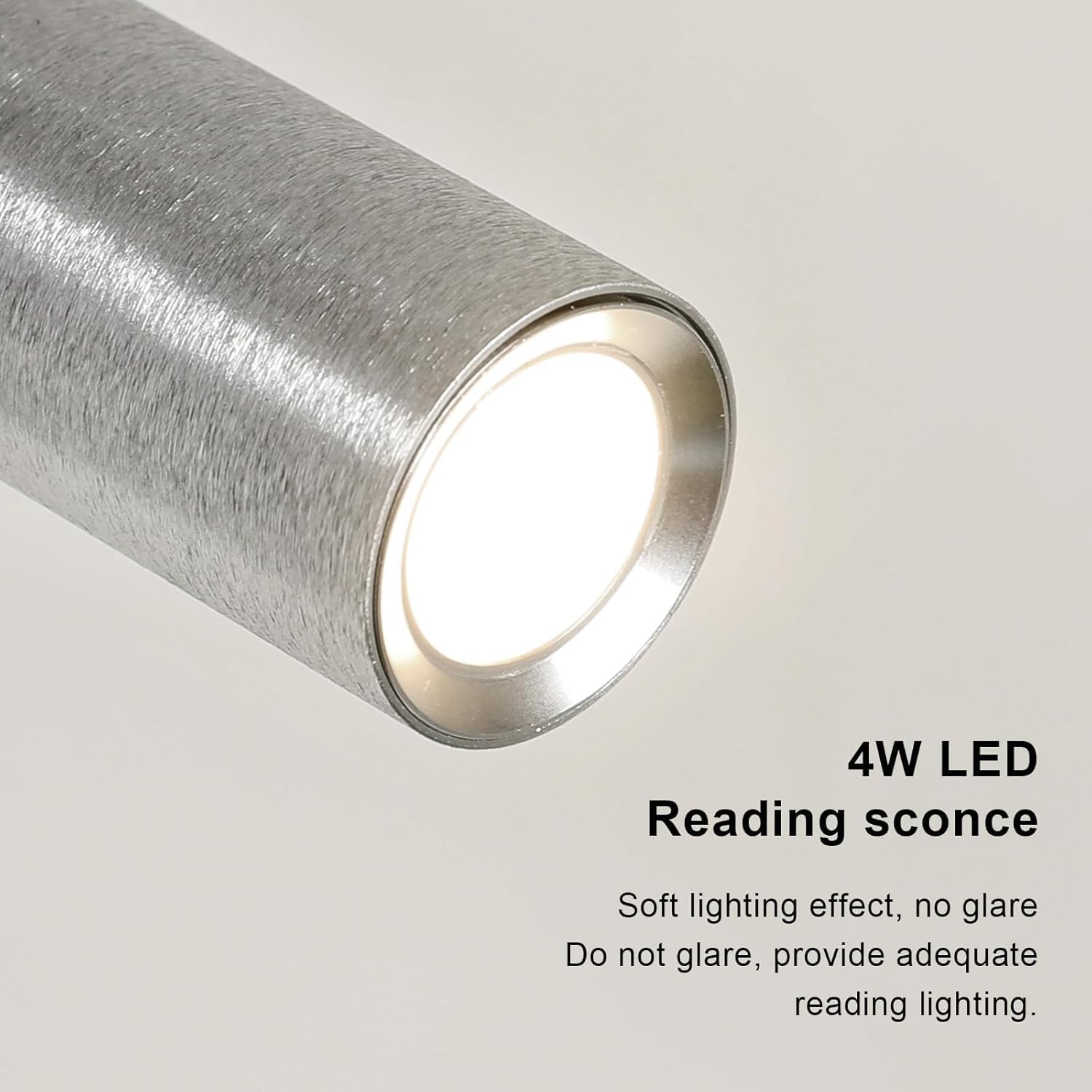 Applique da parete Interno, Lampada da Lettura da Parete 4W, Lampada da Comodino LED Bianca Calda, 360° Orientabile Faretti da Parete Alluminio (Silver-4500)