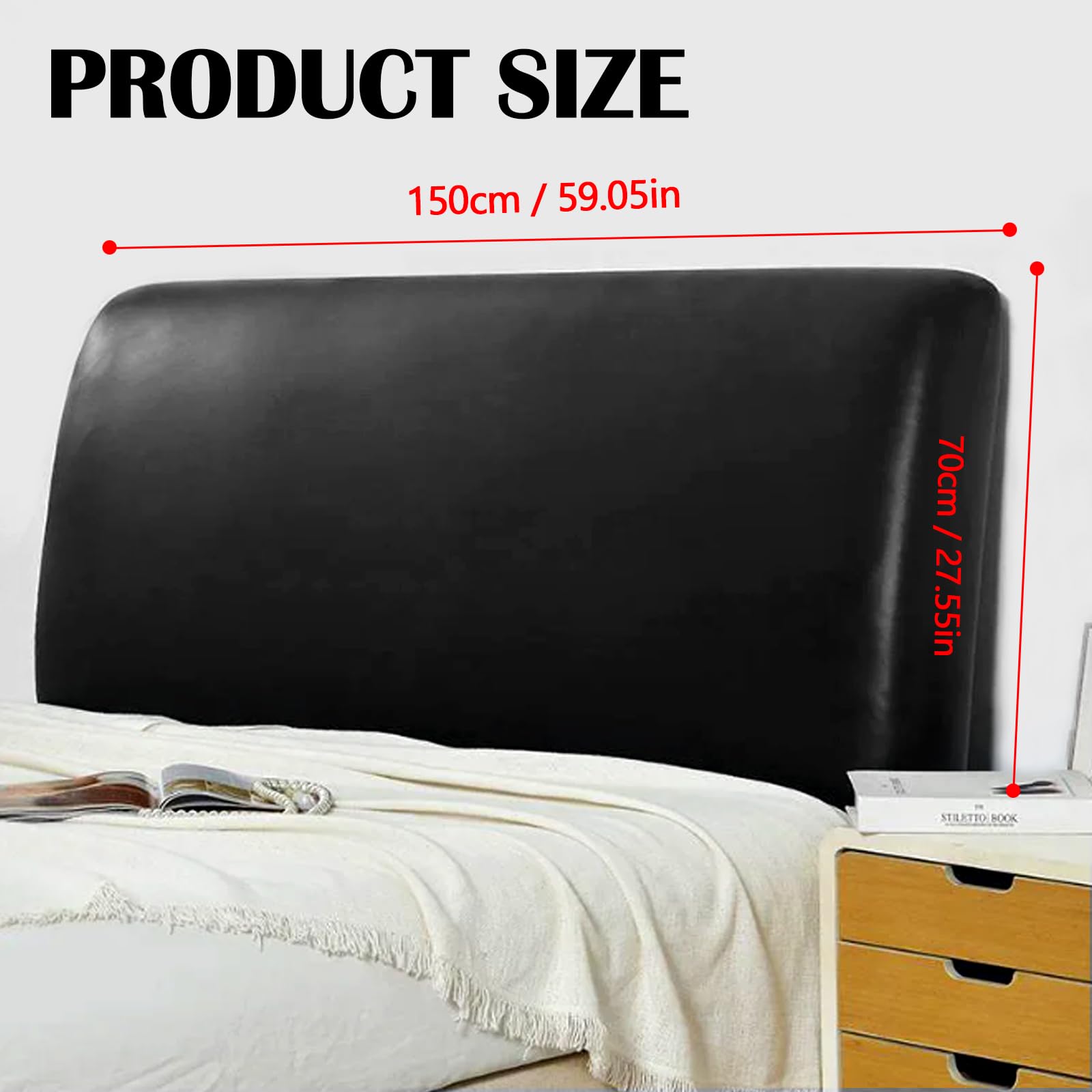 TLMQYXZE Bettkopfteil Bezug - Wasserdichte PU Leder Hülle Für Gepolsterte Kopfteile