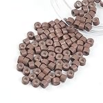 Vlasy 100Pcs 4mm Silicone Lined Micro Ring Beads for Hair Extensions 7Colors Apply (100Pcs Medium Brown)