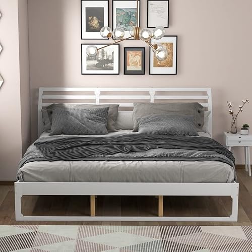 Walnut Wood Platform Bed With Headboard Bedroom Furniture #TOP27