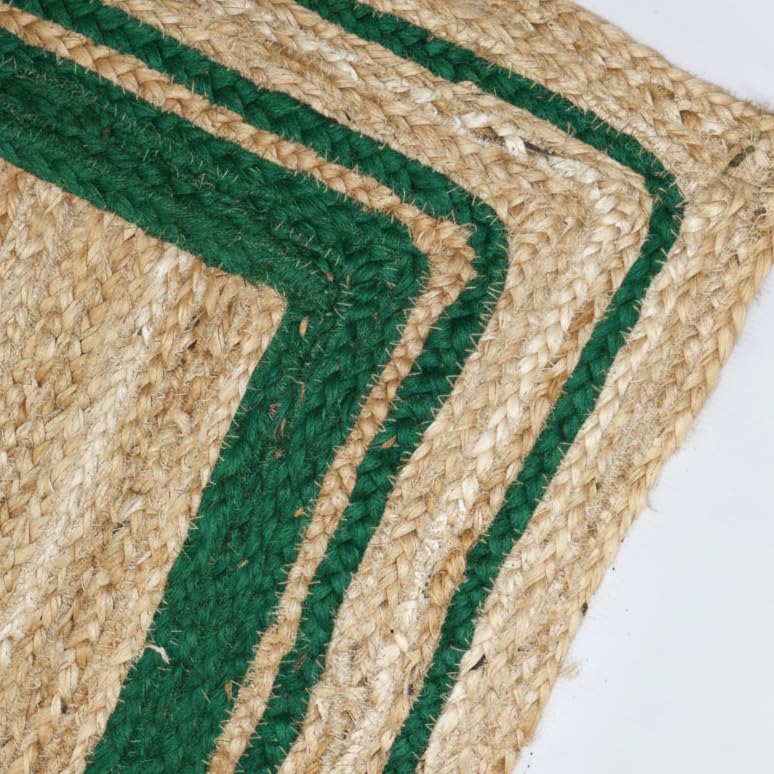 Alfombra de yute verde para decorar el salón comedor y la zona de la mesa de centro alargada 5