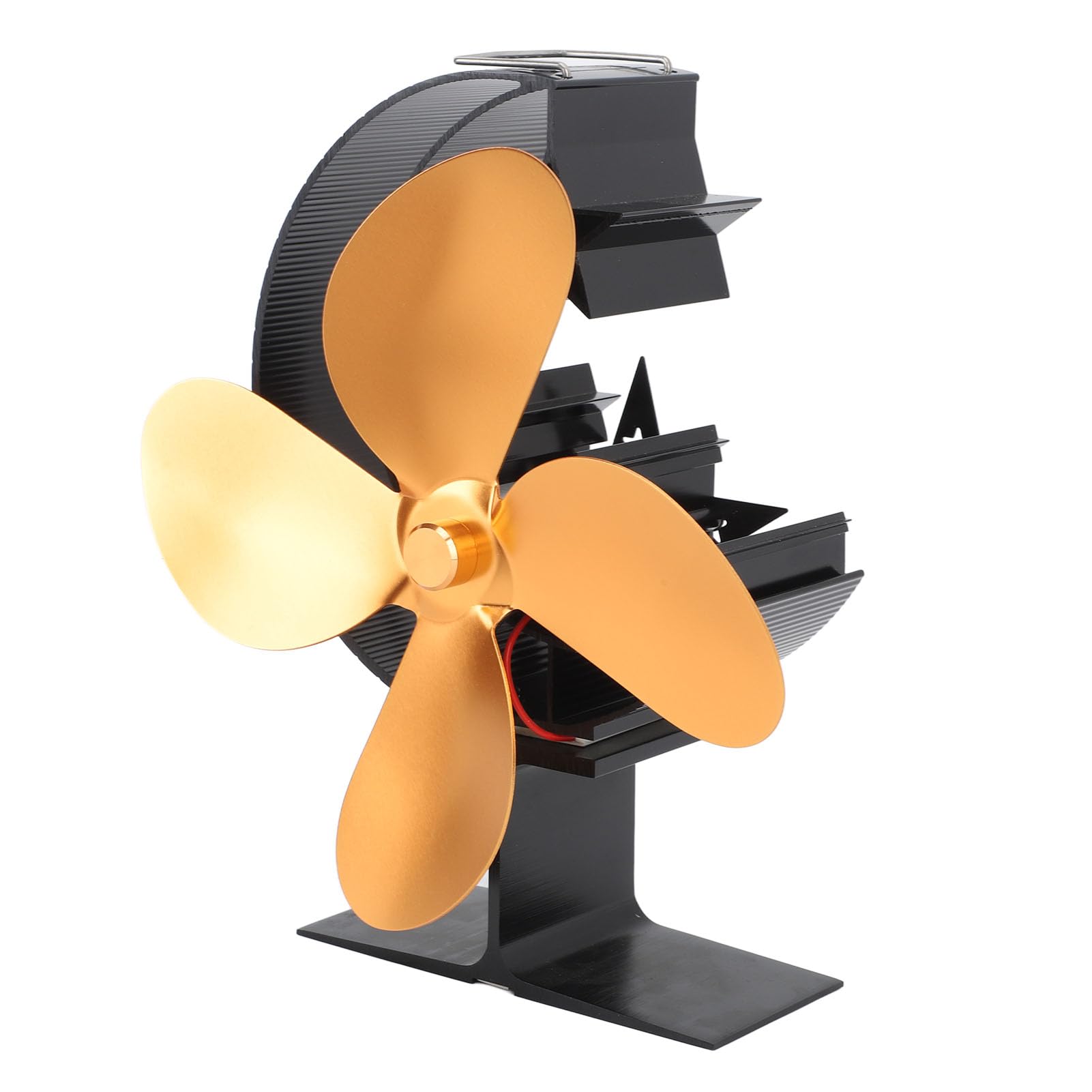 Stove Top Fan, Heat Powered Moon Star Pattern Multiuse Fireplace Fan for Camping (Gold)
