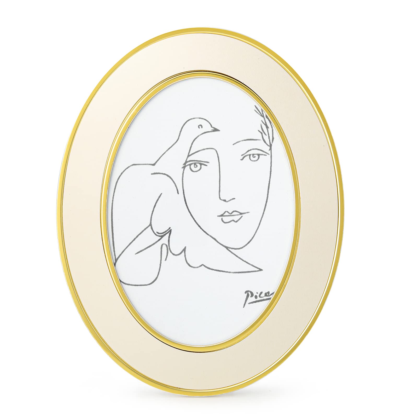 Cadre photo ovale 12,7x17,8 doré avec verre HD antireflet pour buffet