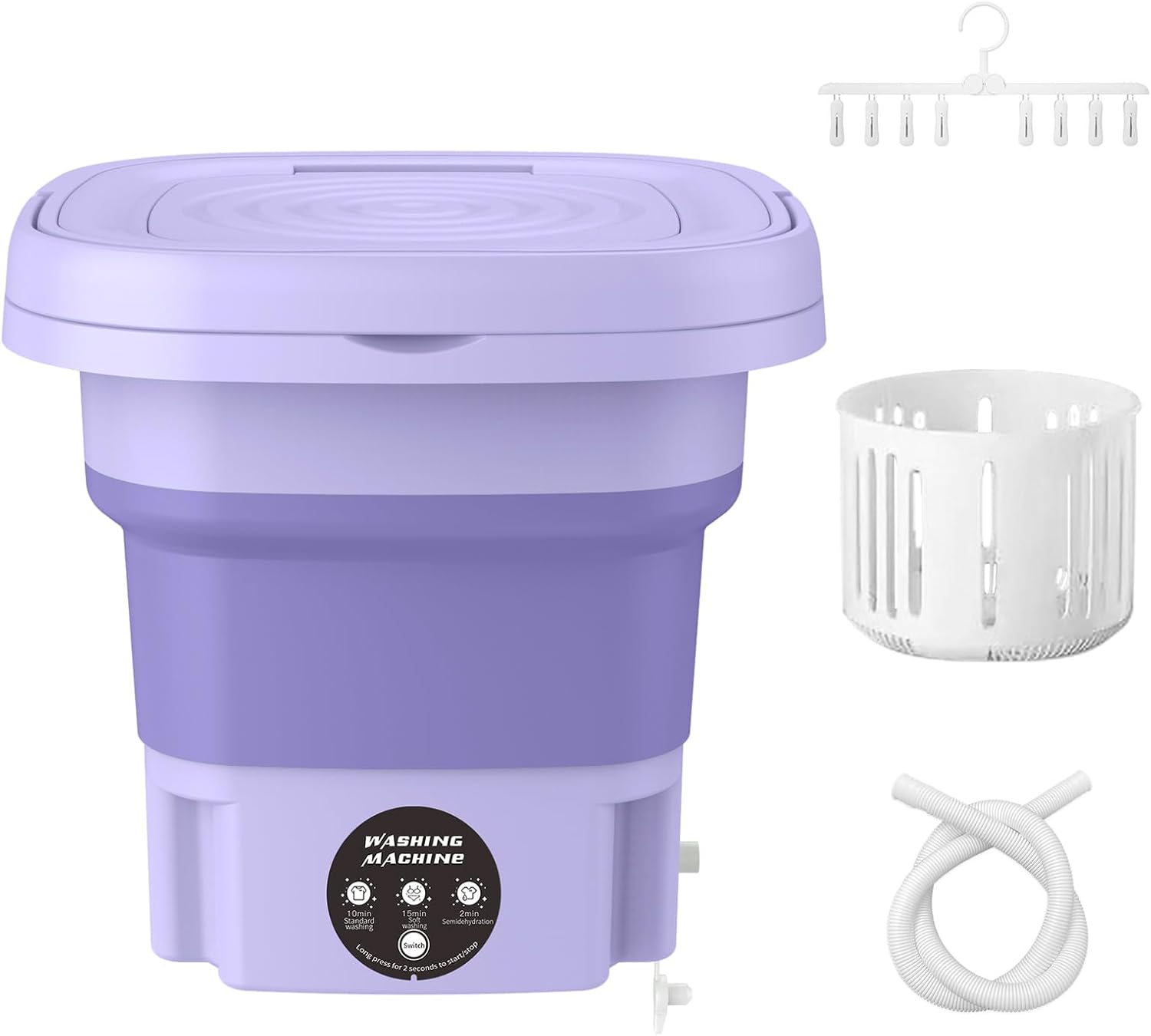 Portable Washing Machine,8L Foldable Mini Washing Machine,FOVXYVO Portable Washer for Underwear,Socks,Baby Clothes,Towels,Pet Items,Apartment,Hotel,RV,Home,Dormitory,Camping,Sickroom,Purple
