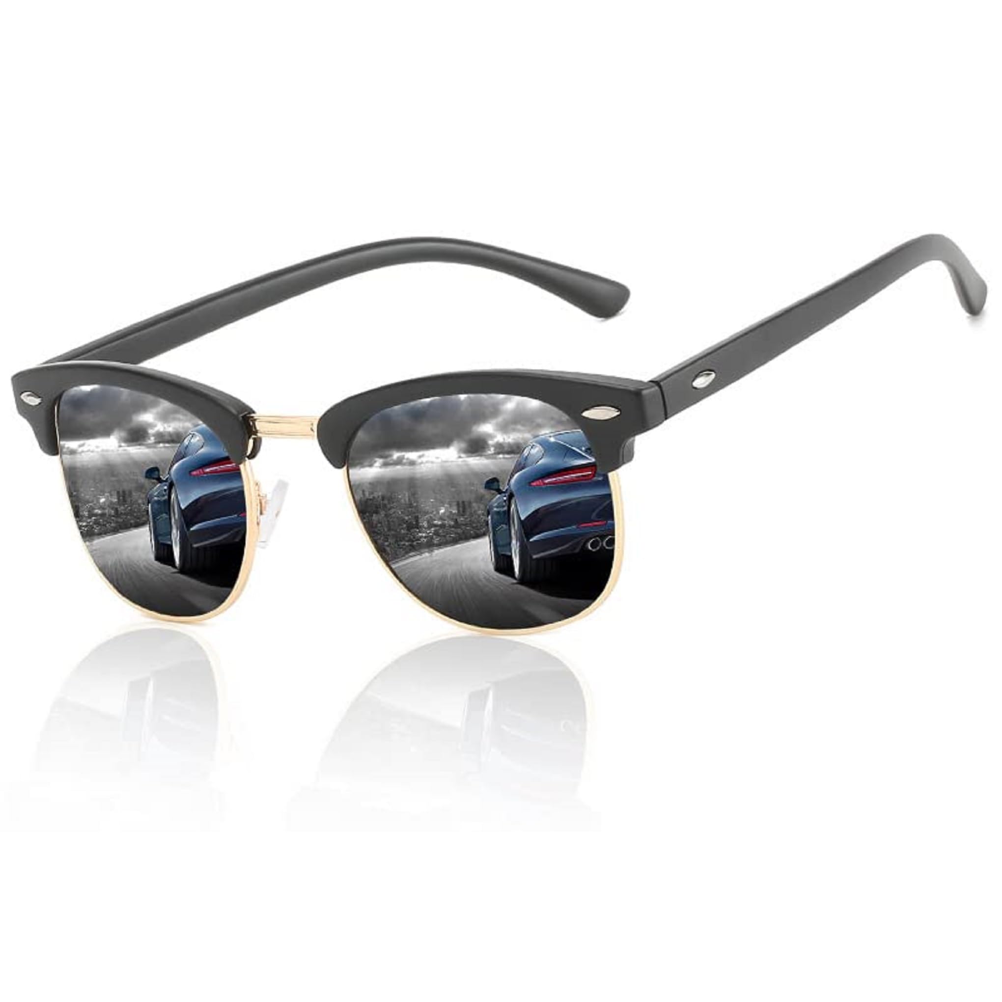 Club Master Polarized Sunglasses for Men and Women Semi-Rimless Frame Driving Sun glasses 100% UV Blocking-image-23