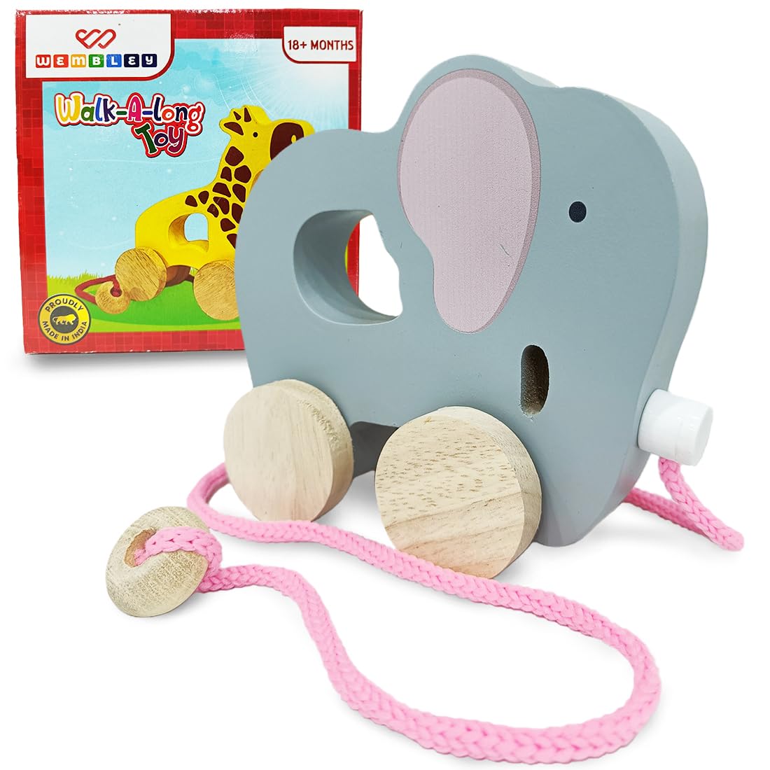 Buy Wembley Wooden Pull Along Toy Elephant Pull String Toys for