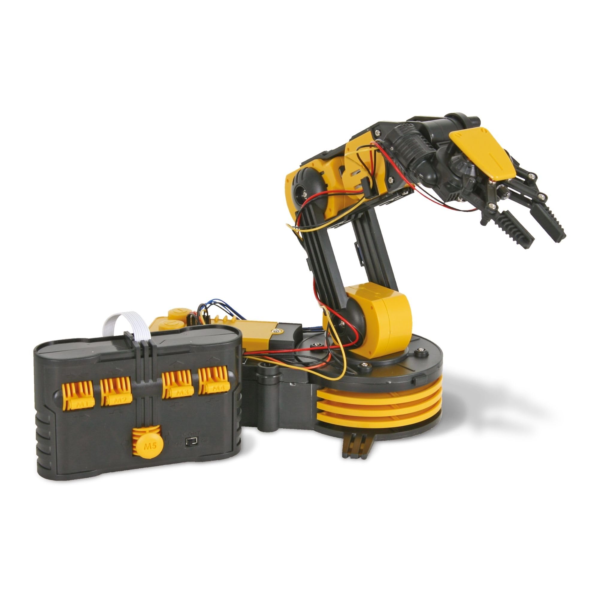 Velleman Edukacyjne ramię robota z 5 silnikami, ruchomymi przegubami i światłem LED, zestaw STEM dla młodzieży i dorosłych, robot do samodzielnego złożenia na baterie