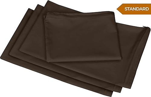 Miniatura 2 de Utopia Bedding Protectores de almohada impermeables con cremallera (4 unidades, color marrón) tamaño estándar, fundas de almohada a prueba de