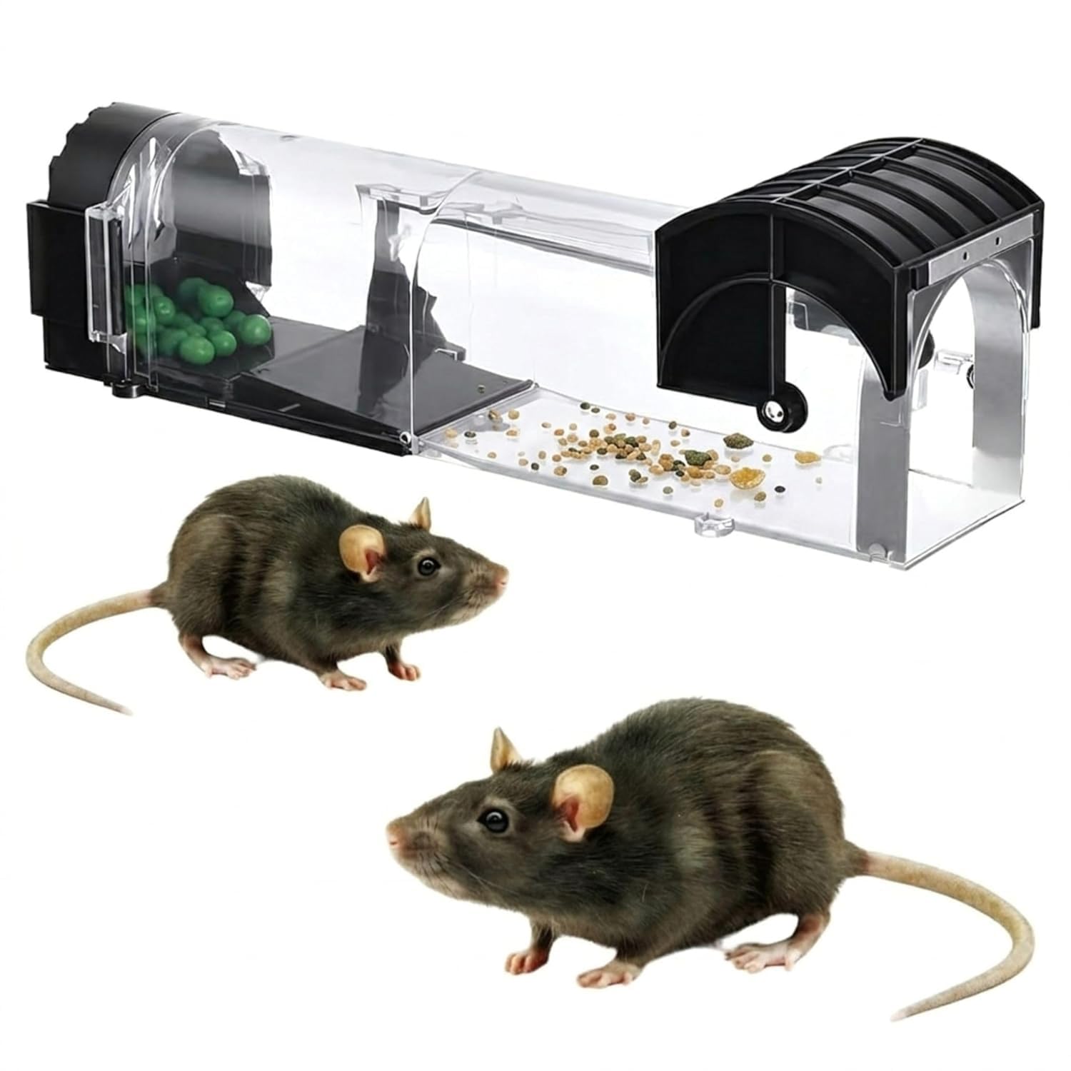 Rat Trap Cage for House Garden Patio, 32 cm Humane Mouse Trap Enlarged No Kill Reusable Catch and Release Smart Rat Catcher Trap for Home | Rodent Trap for Mice, Pets, Rodents-image-12