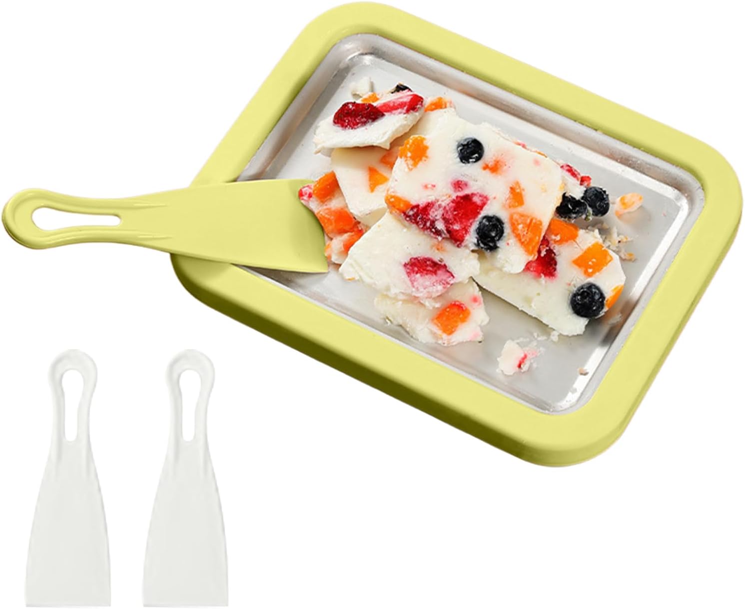 Soft Serve Ice Cream Roller Maker - Yogurt Rolls Tray | 30x20cm Dessert Tray with 2 Spatulas, Nonstick Ice Cream with Easy Roll Feature, Kitchen Cooking Equipment, Party and Outdoor Treats